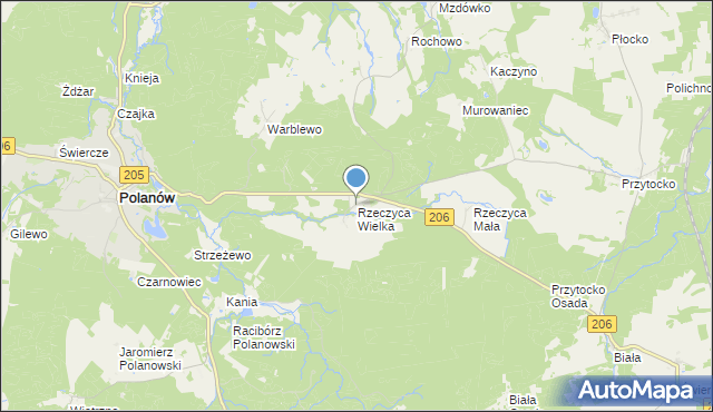 mapa Rzeczyca Wielka, Rzeczyca Wielka na mapie Targeo